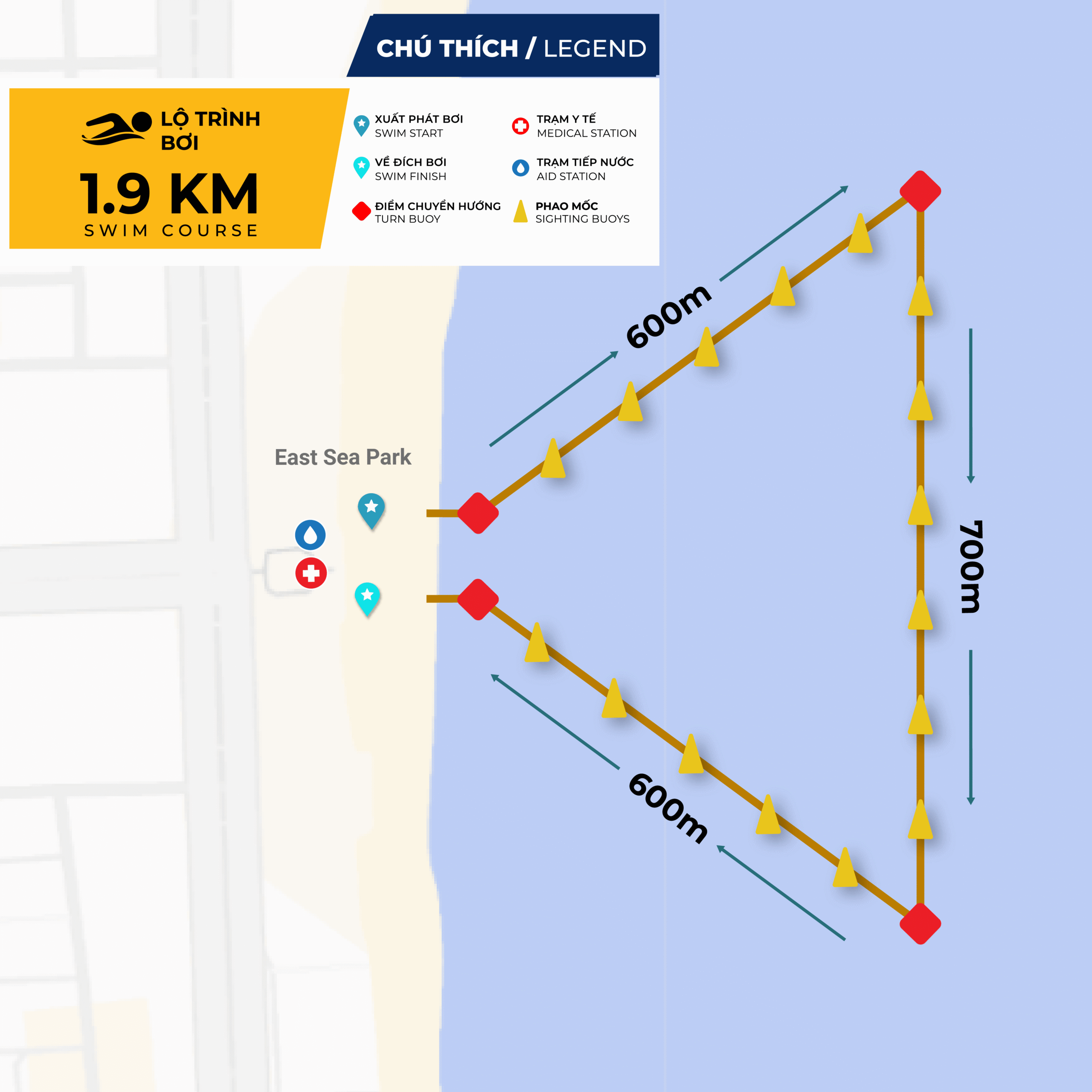 Bản đồ bơi Ironman 70.3