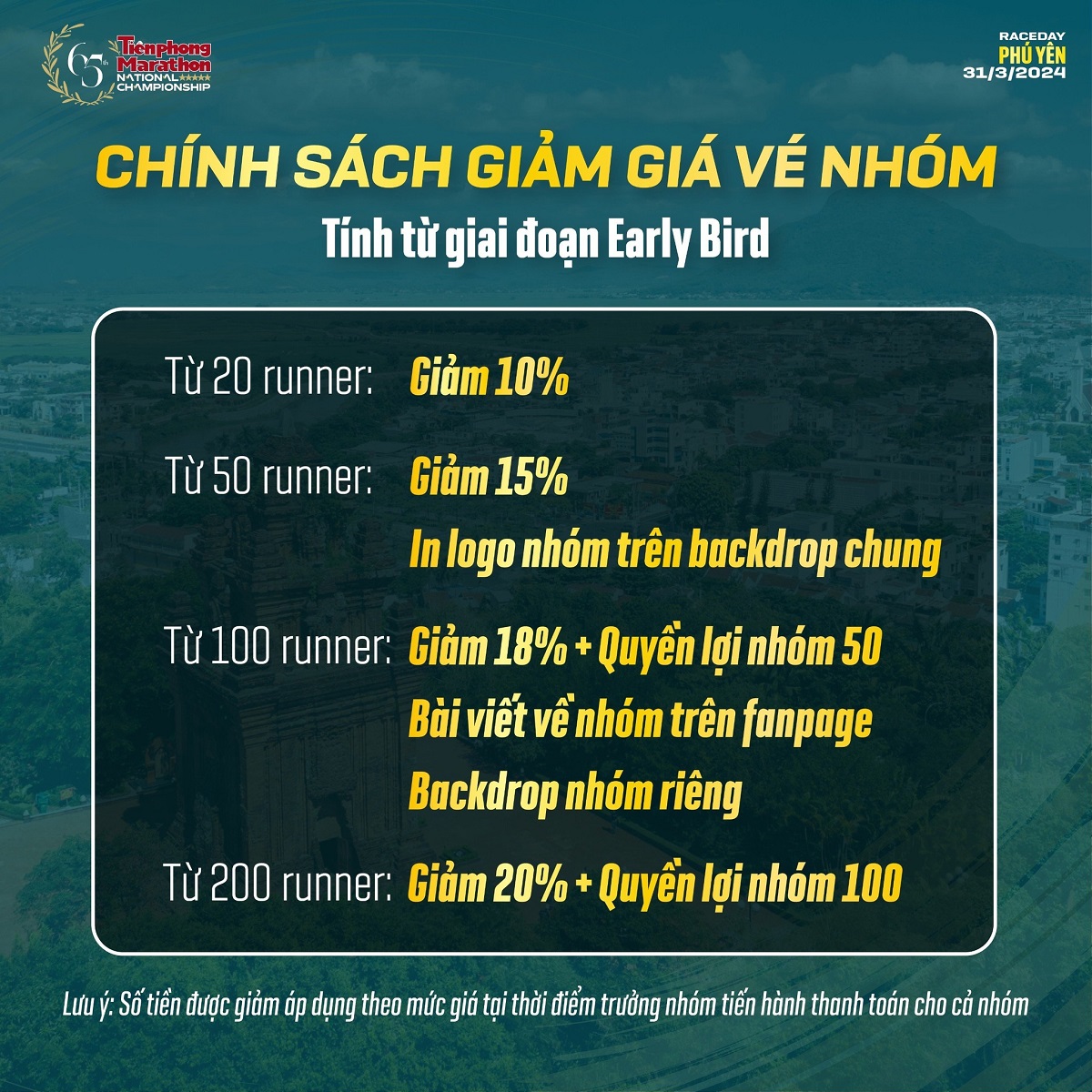Bảng giá vé Tiền Phong Marathon 2024 - Dấu chân mặt trời
