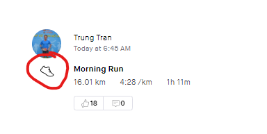 Nếu bạn tham gia chạy bộ, icon hoạt động phải là hình chiếc giày