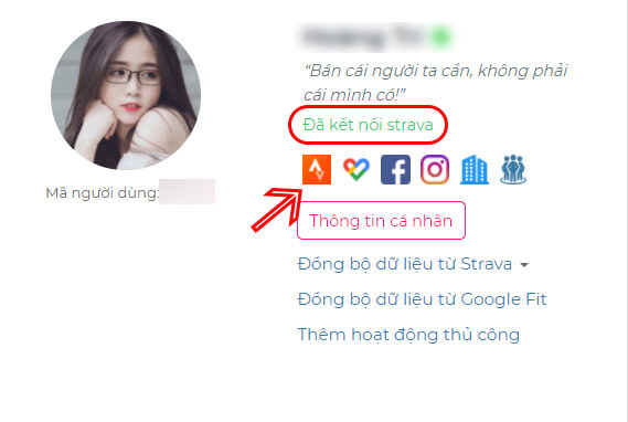 Tài khoản đã kết nối Strava