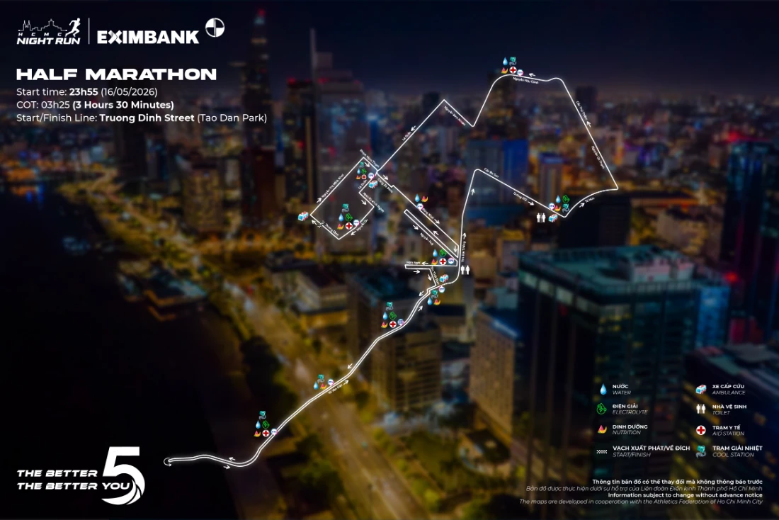 Bản đồ đường chạy Ho Chi Minh City Night Run Eximbank 2026 (1)