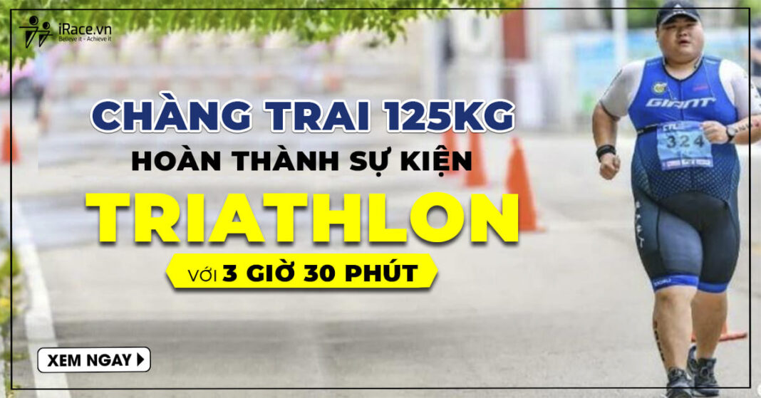 chang trai 125kg hoan thanh triathlon