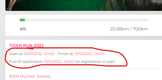 All tournaments will have an announcement about the time frame as above, if your activities happen out of this time range, the results will not be counted, applied when you register before the tournament takes place.