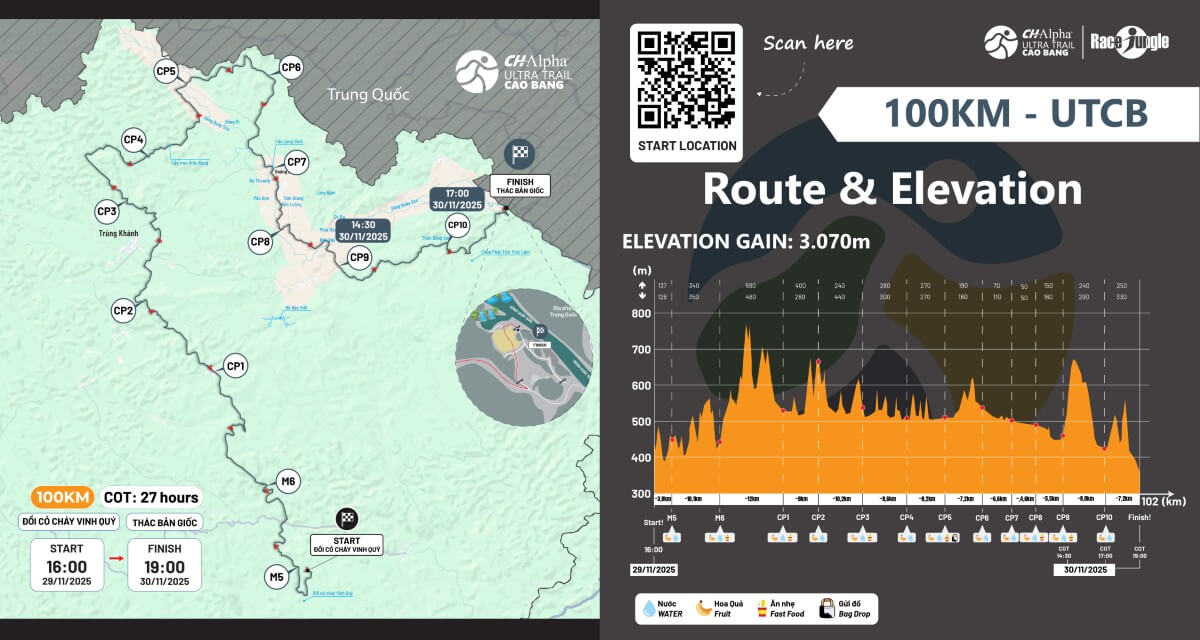 Bản đồ đường chạy 100K