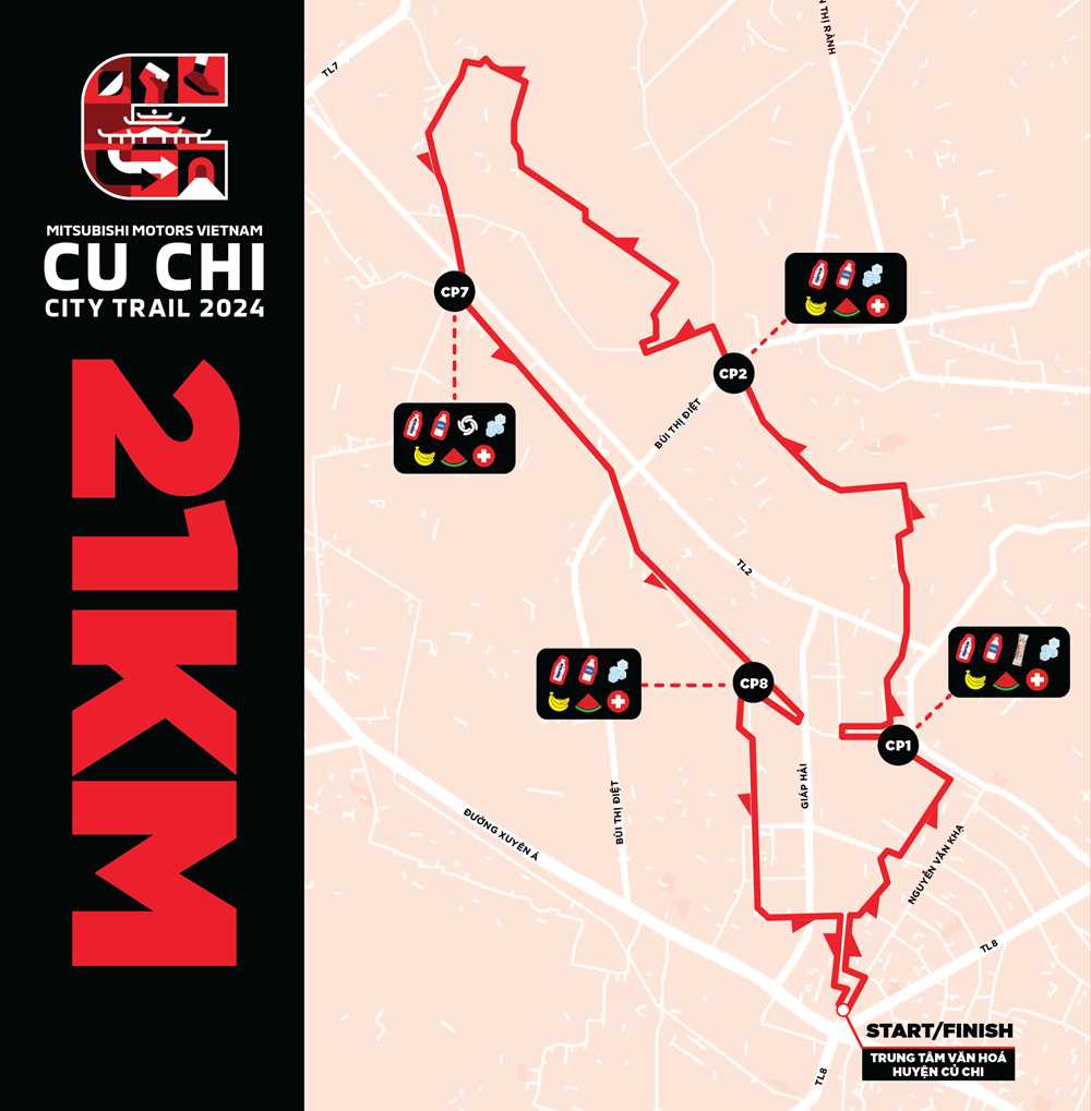 Cu Chi City Trail 2024 - Bản đồ đường chạy 21K