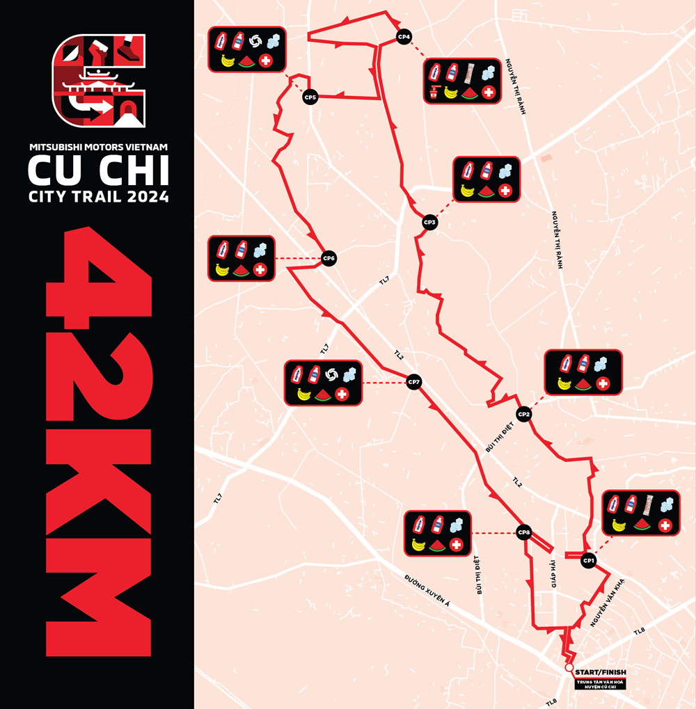 Cu Chi City Trail 2024 - Bản đồ đường chạy 42K