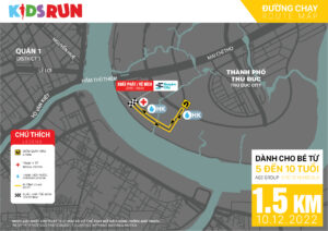Bản đồ đường chạy Giải chạy Techcombank Ho Chi Minh City International Marathon 2023 cự ly 1.5Km