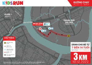 Bản đồ đường chạy Giải chạy Techcombank Ho Chi Minh City International Marathon 2023 cự ly 3Km