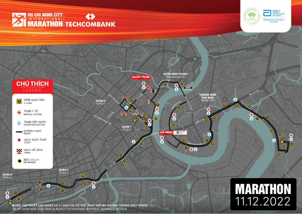 Bản đồ đường chạy Giải chạy Techcombank Ho Chi Minh City International Marathon 2023 cự ly 42KM