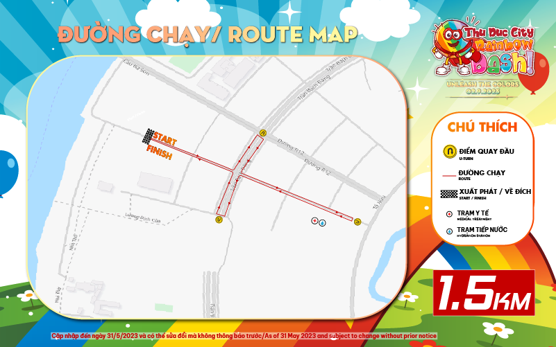 Bản đồ đường chạy sự kiện Sơn Kim Thủ Đức 1.5km
