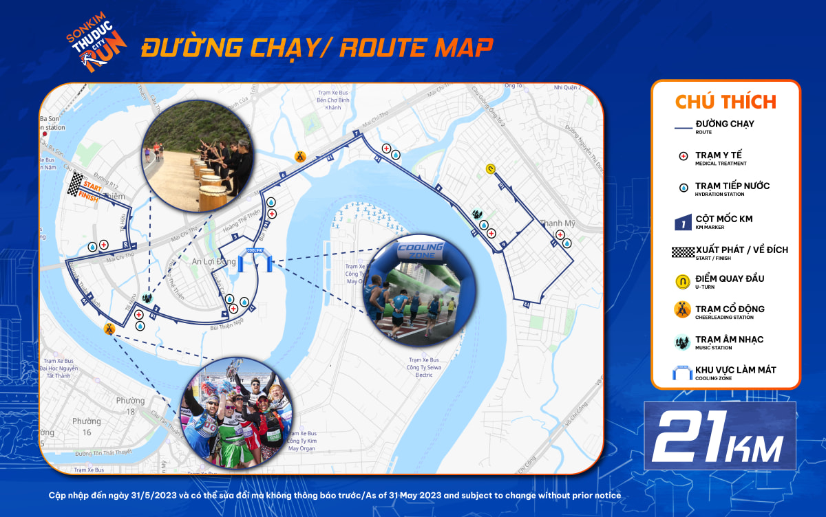Bản đồ đường chạy sự kiện Sơn Kim Thủ Đức 21Km