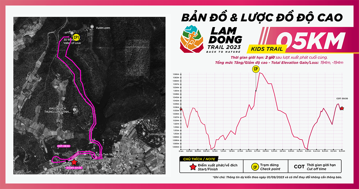 Bản đồ đường chạy Lâm Đồng Trail 2023 - Cự ly 5KM