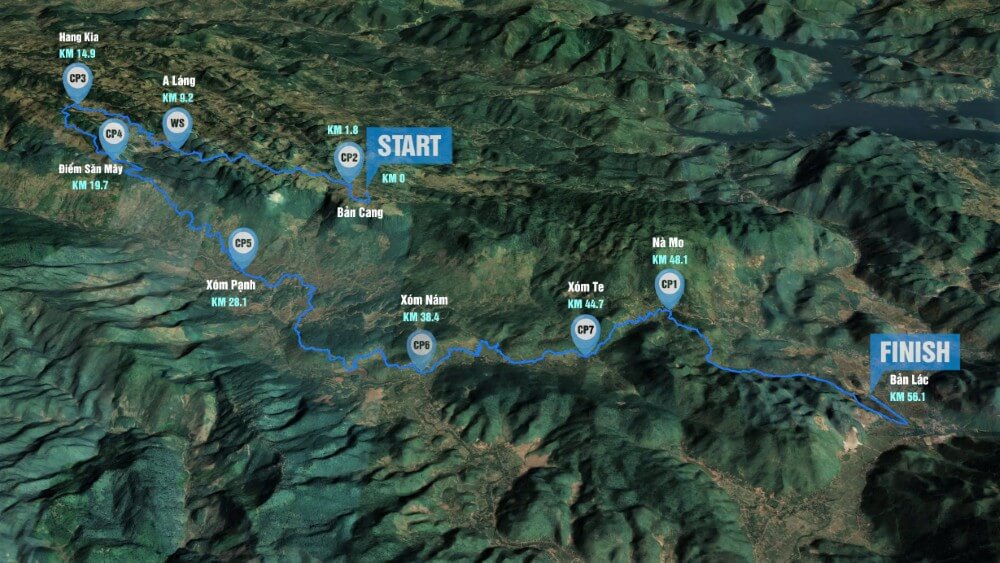 Bản đồ chạy 55K Vietnam Ultra Marathon 2026