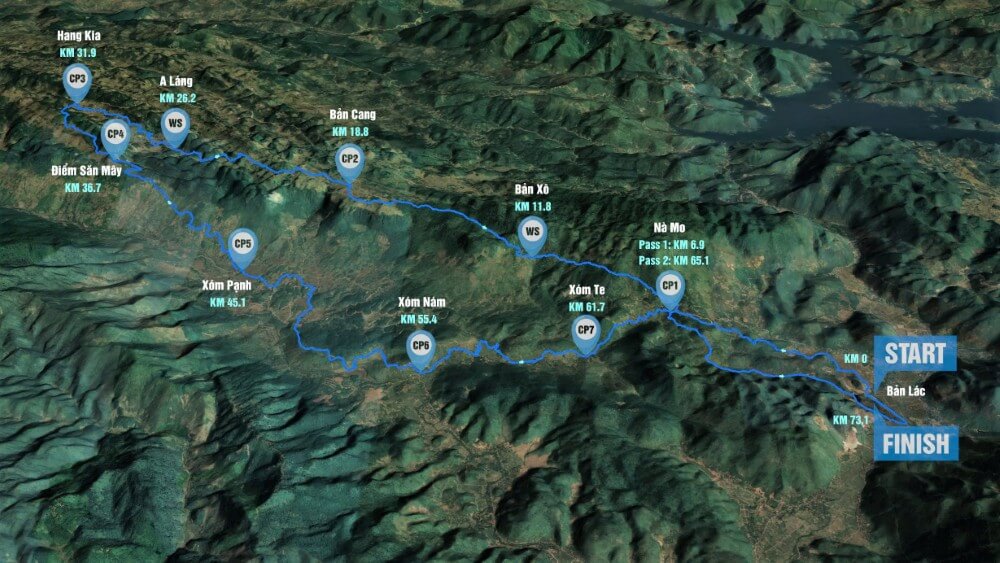 Bản đồ chạy 75K Vietnam Ultra Marathon 2026