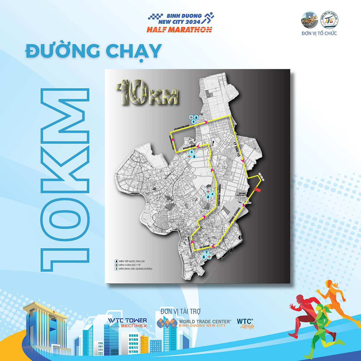Bản đồ đường chạy 10km Bình Dương New City Half Marathon 2024
