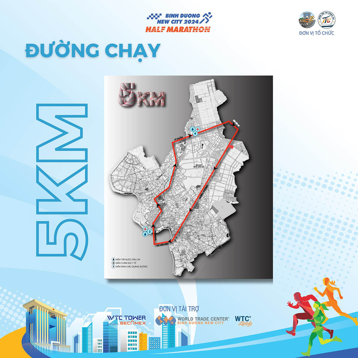 Bản đồ đường chạy 5km Bình Dương New City Half Marathon 2024
