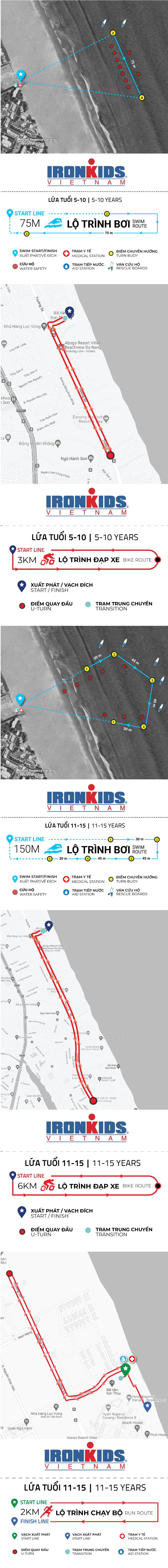 Bản đồ đường chạy Sự Kiện IRONKIDS Vietnam 2024 - Đà Nẵng