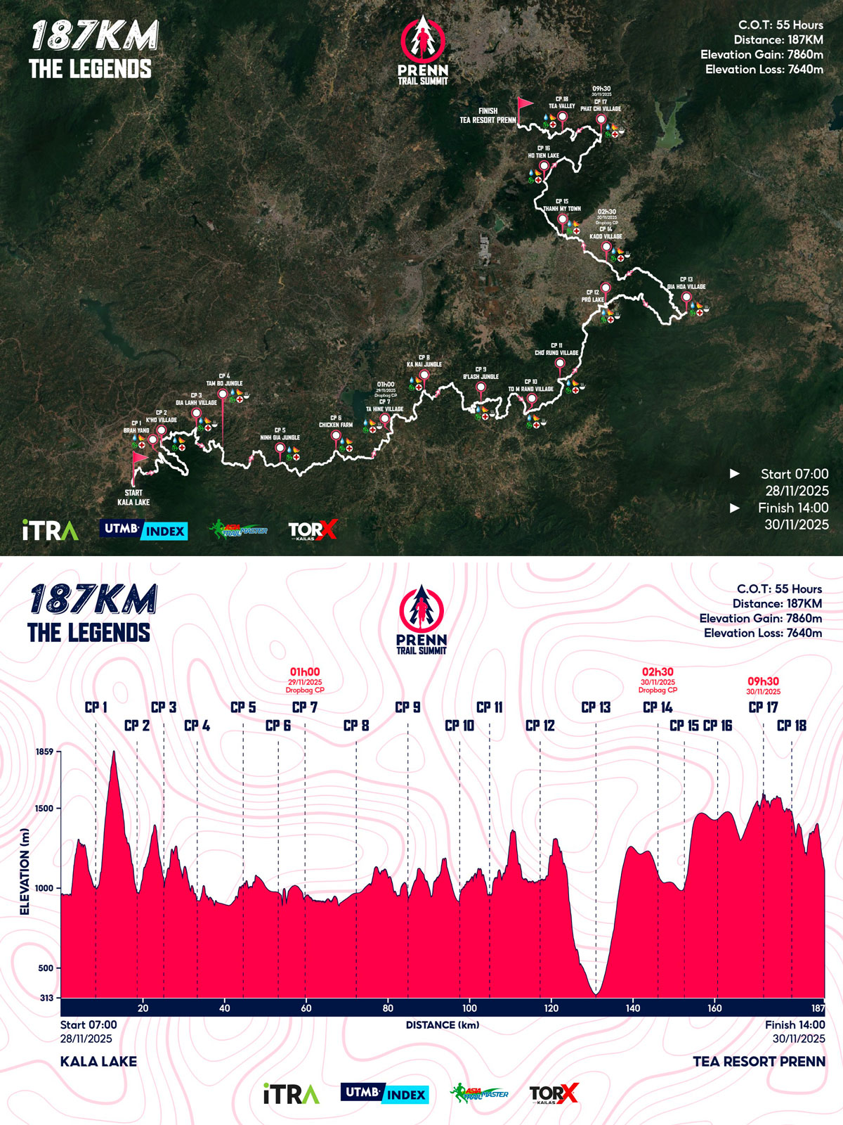 Bản đồ đường chạy 187K Prenn Trail Summit 2025