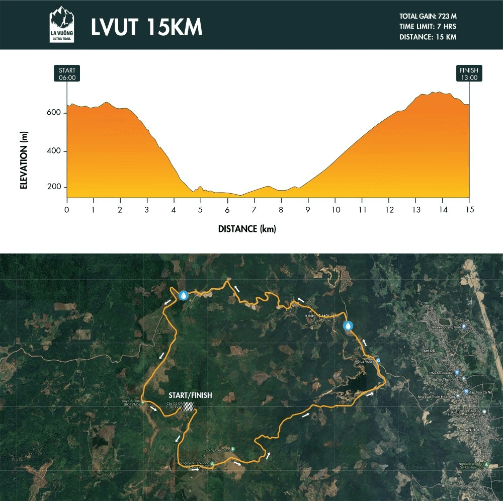 Bản đồ đường chạy 15k - La Vuông Ultra Trail 2024