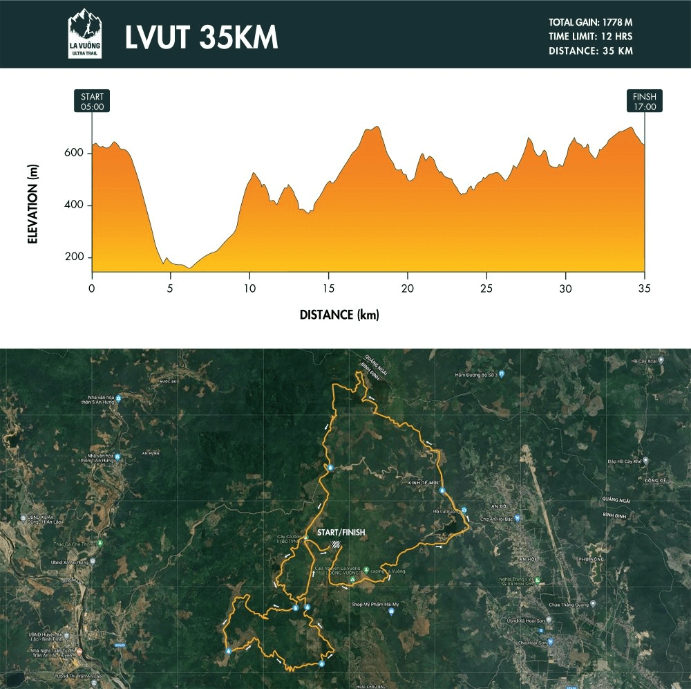 Bản đồ đường chạy 35k - La Vuông Ultra Trail 2024
