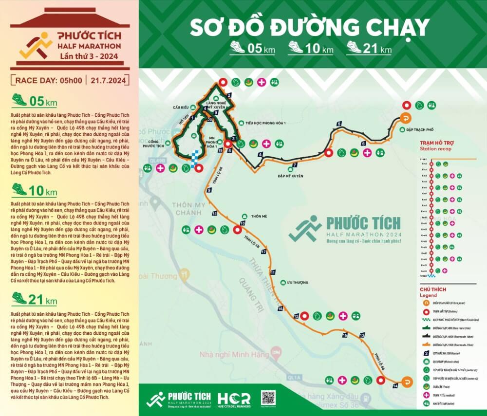 Bản đồ đường chạy Phước Tích Half Marathon 2024