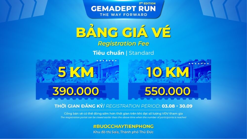 Bảng giá vé Gemadept Run - The Way Forward 2024