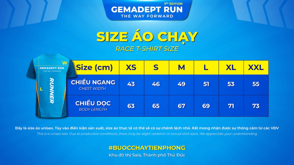 Size áo Gemadept Run - The Way Forward 2024