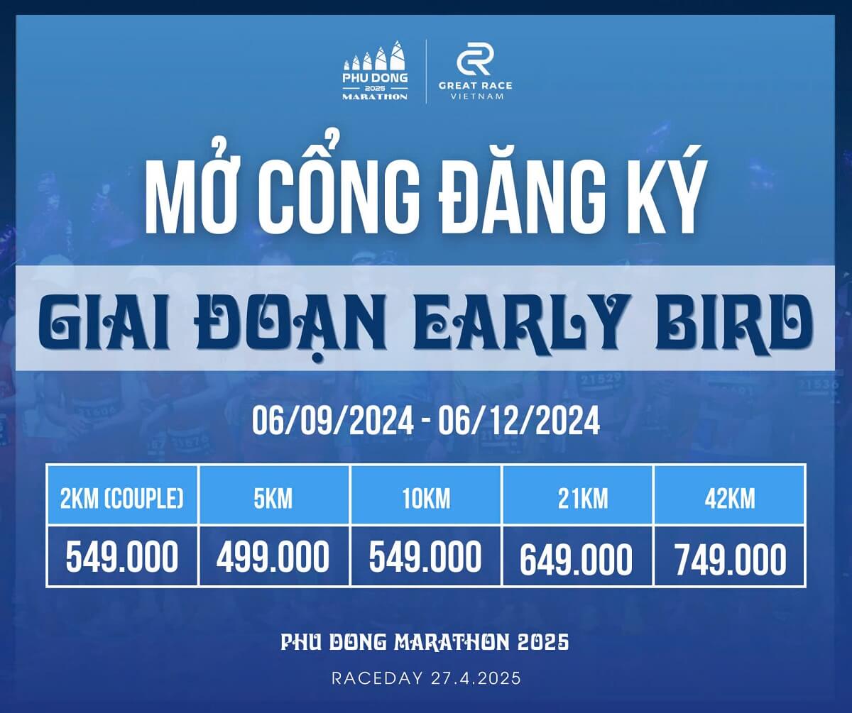 Bảng giá vé Phu Dong Marathon