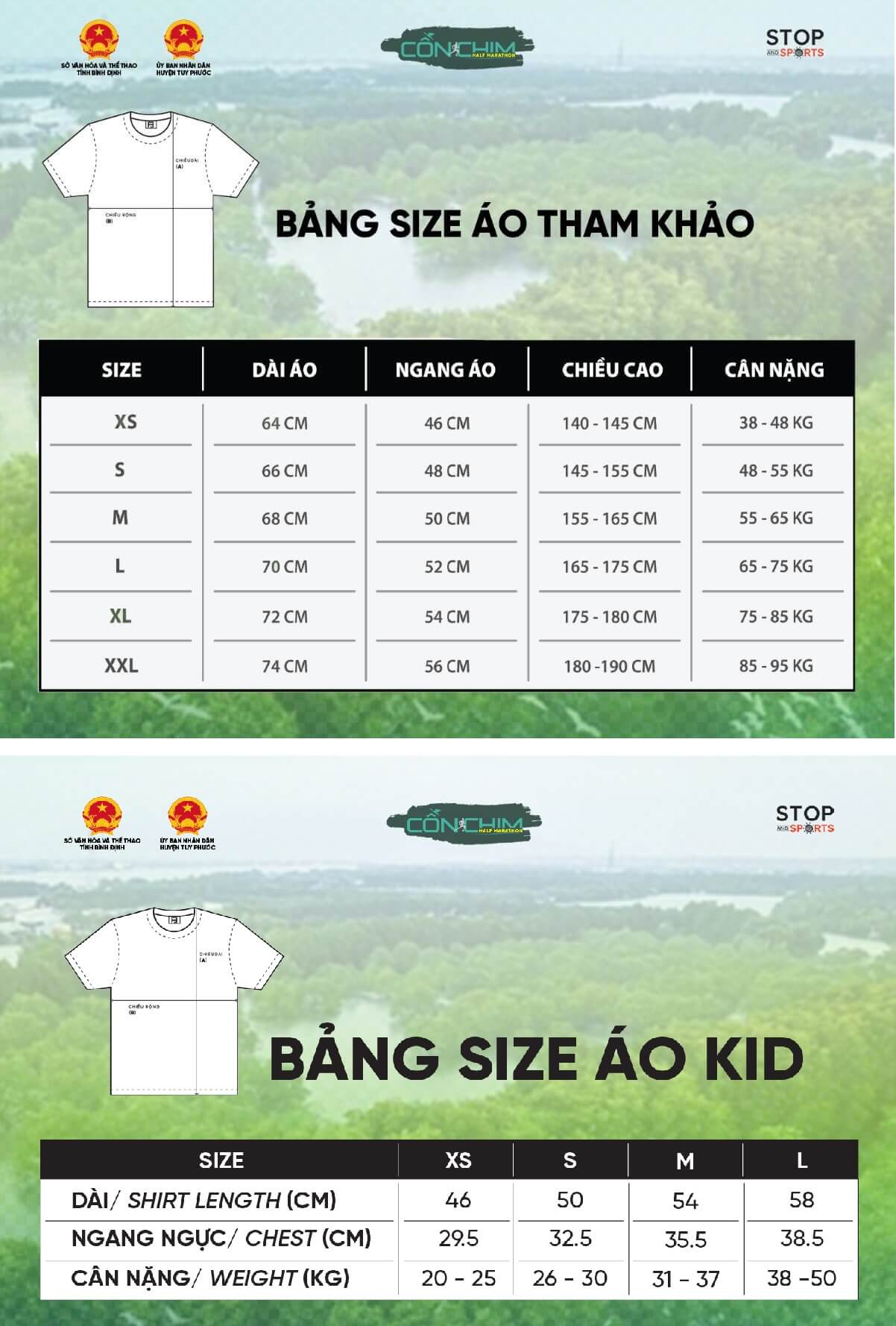 Bảng size áo