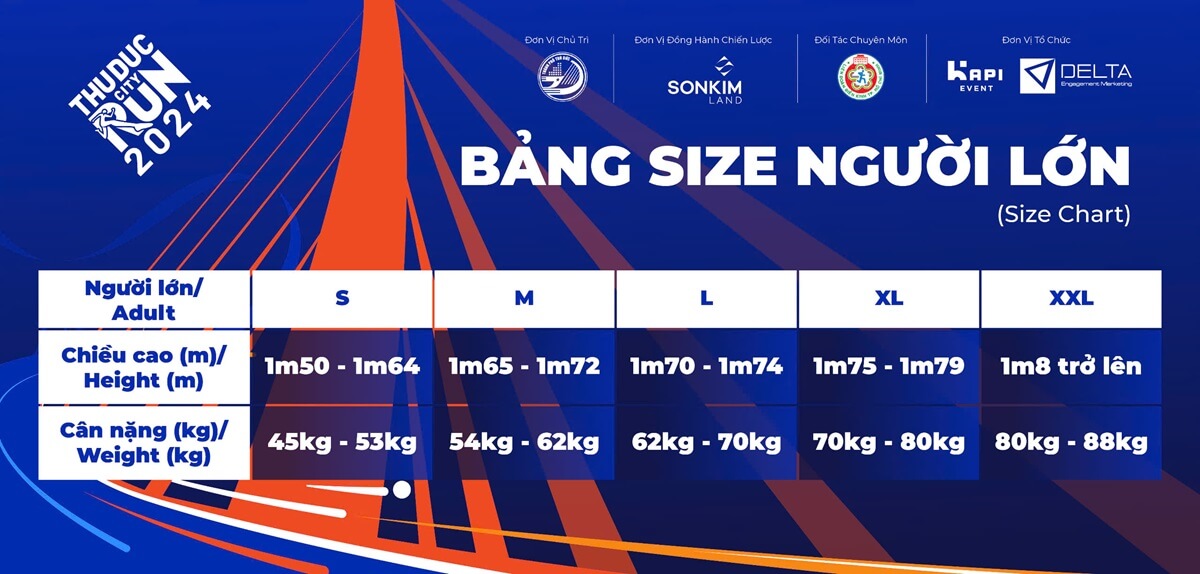 Size áo người lớn