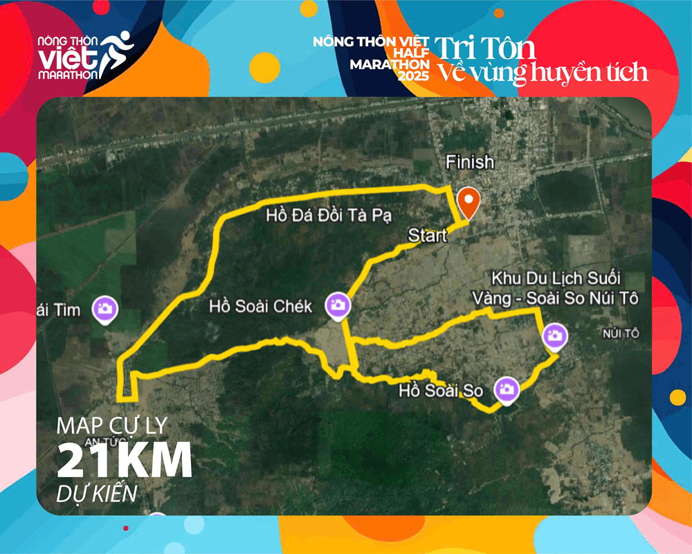 Bản đồ đường chạy 21K Nông Thôn Việt Half Marathon 2025