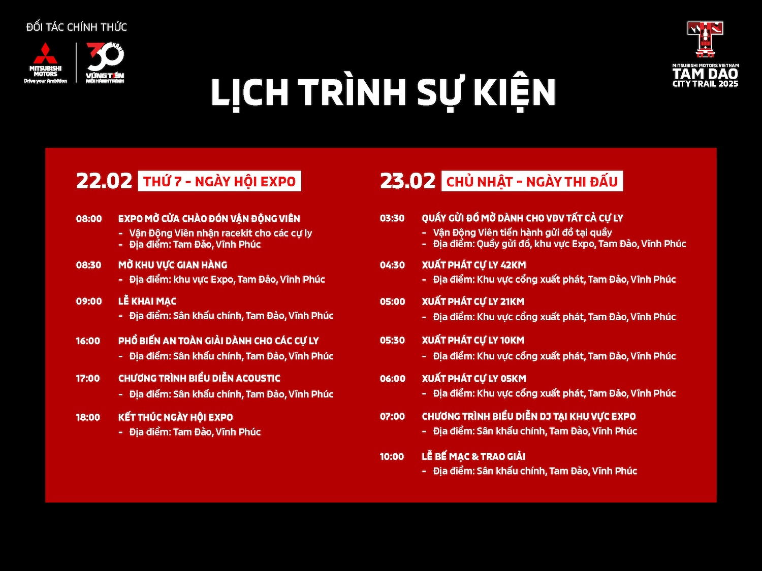 Lịch trình sự kiện Tam Đảo City Trail 2025 