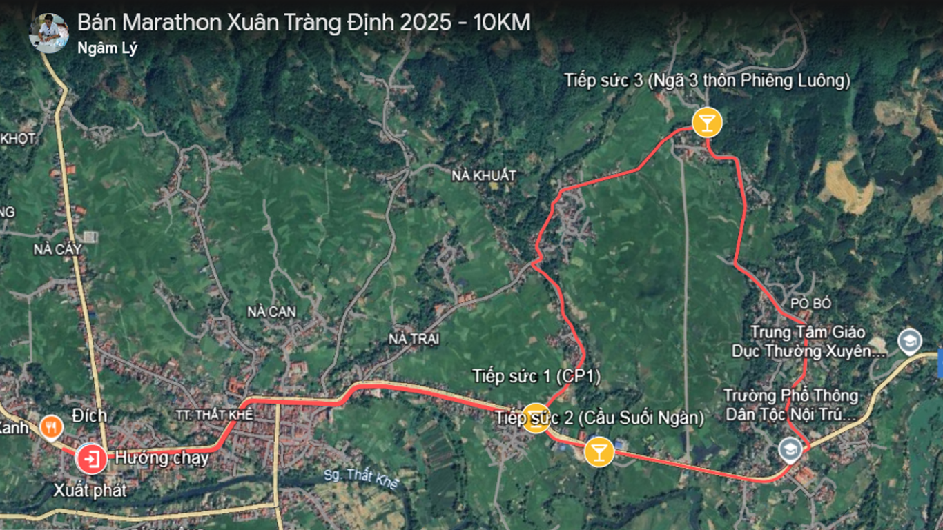 Bản đồ đường chạy 10K - Bán Marathon Xuân TRÀNG ĐỊNH 2025