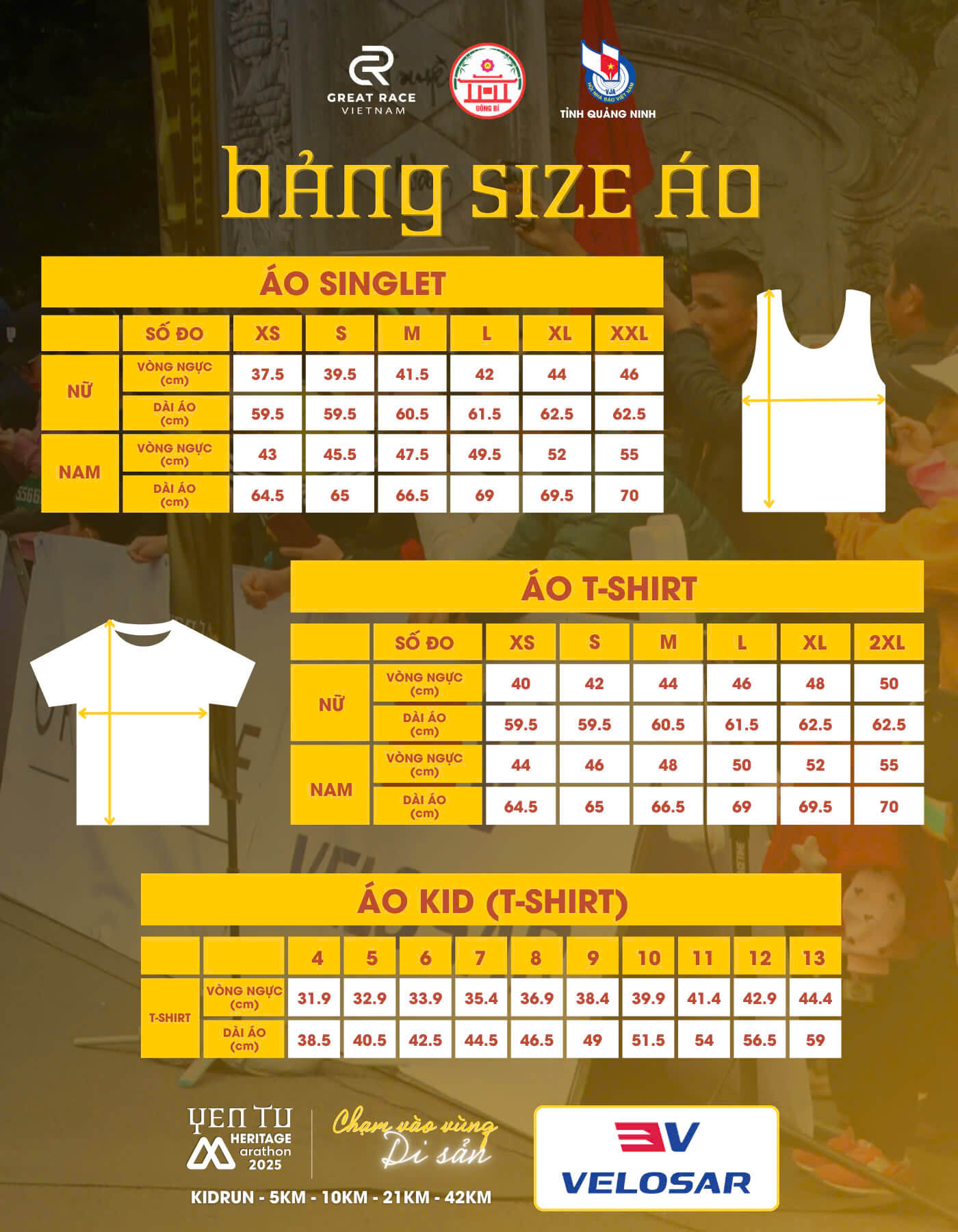 bảng size áo