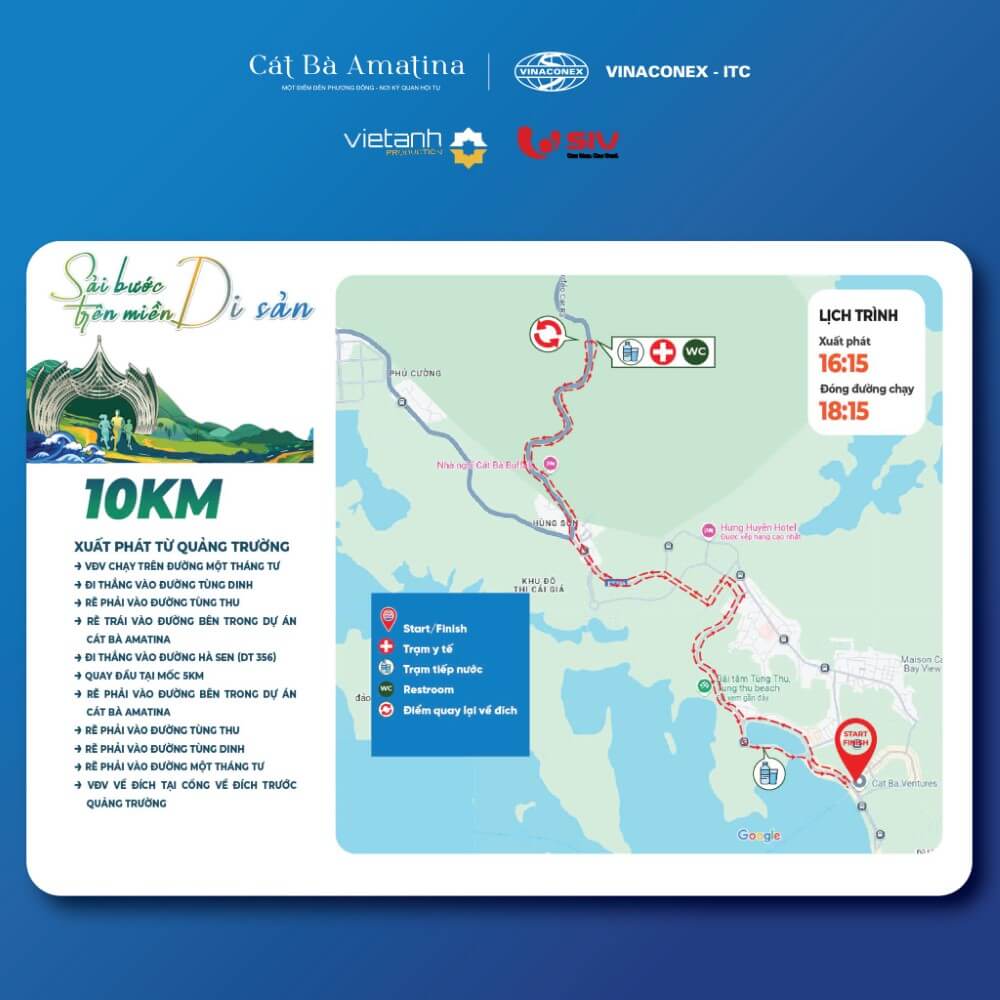 Bản đồ đường chạy 10k Cat Ba Heritage Road 2025