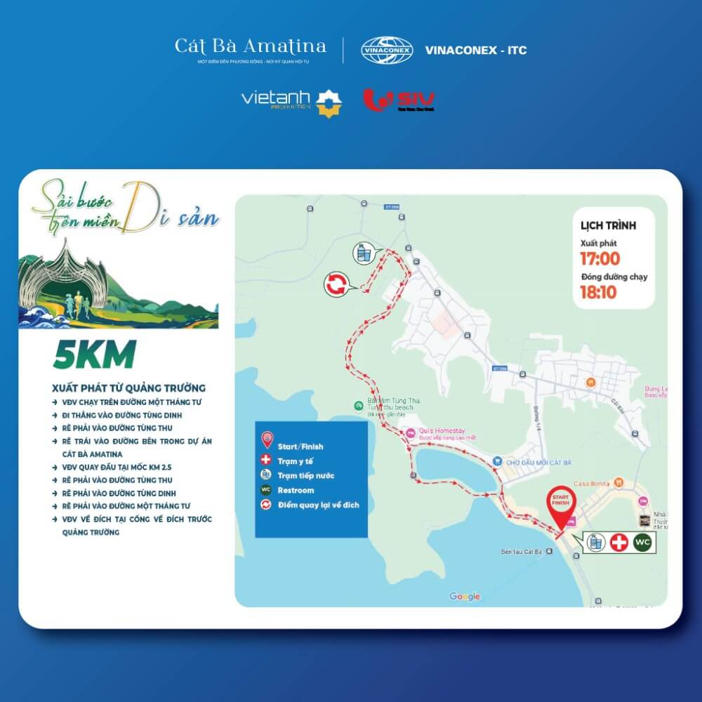 Bản đồ đường chạy 5k Cat Ba Heritage Road 2025
