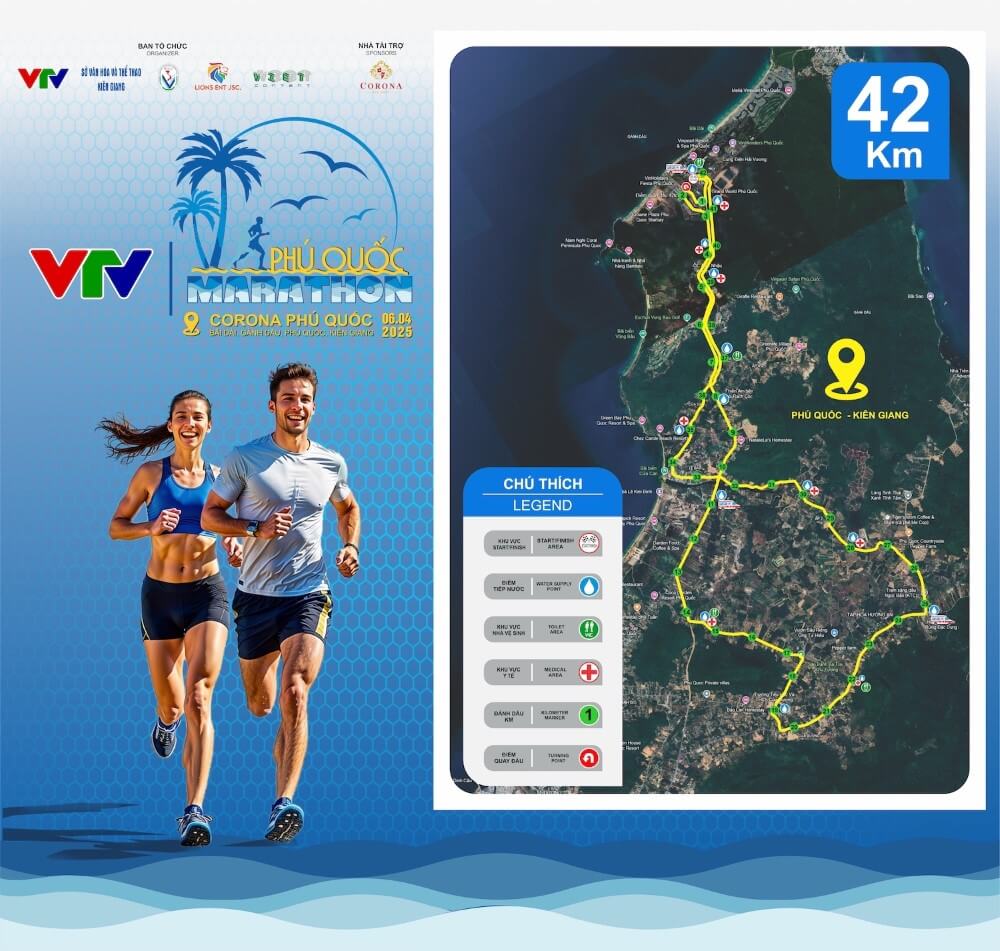 Bản đồ đường chạy 42K VTV Phú Quốc Marathon 2025