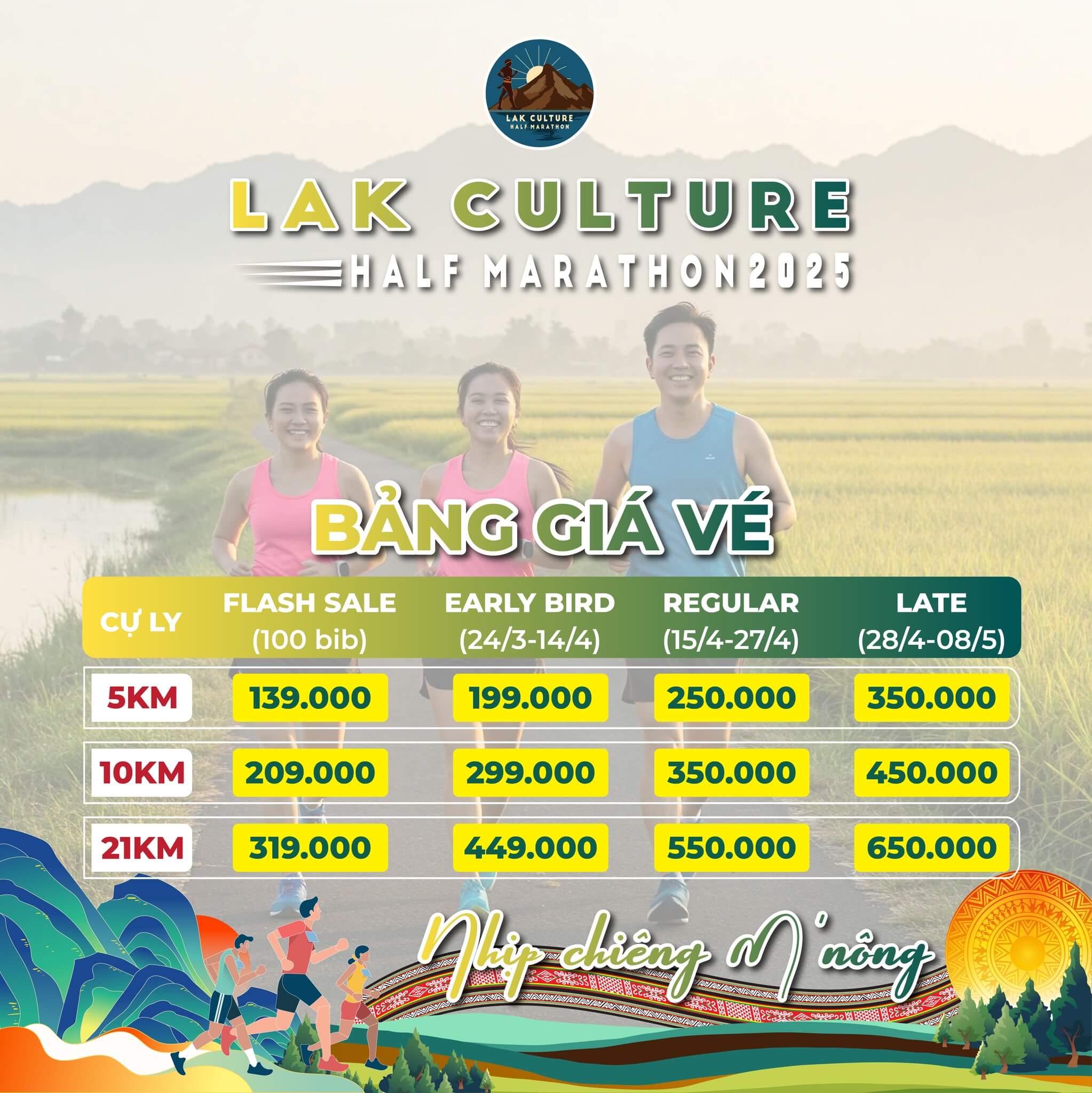 Bảng giá vé Lak Culture Half Marathon 2025