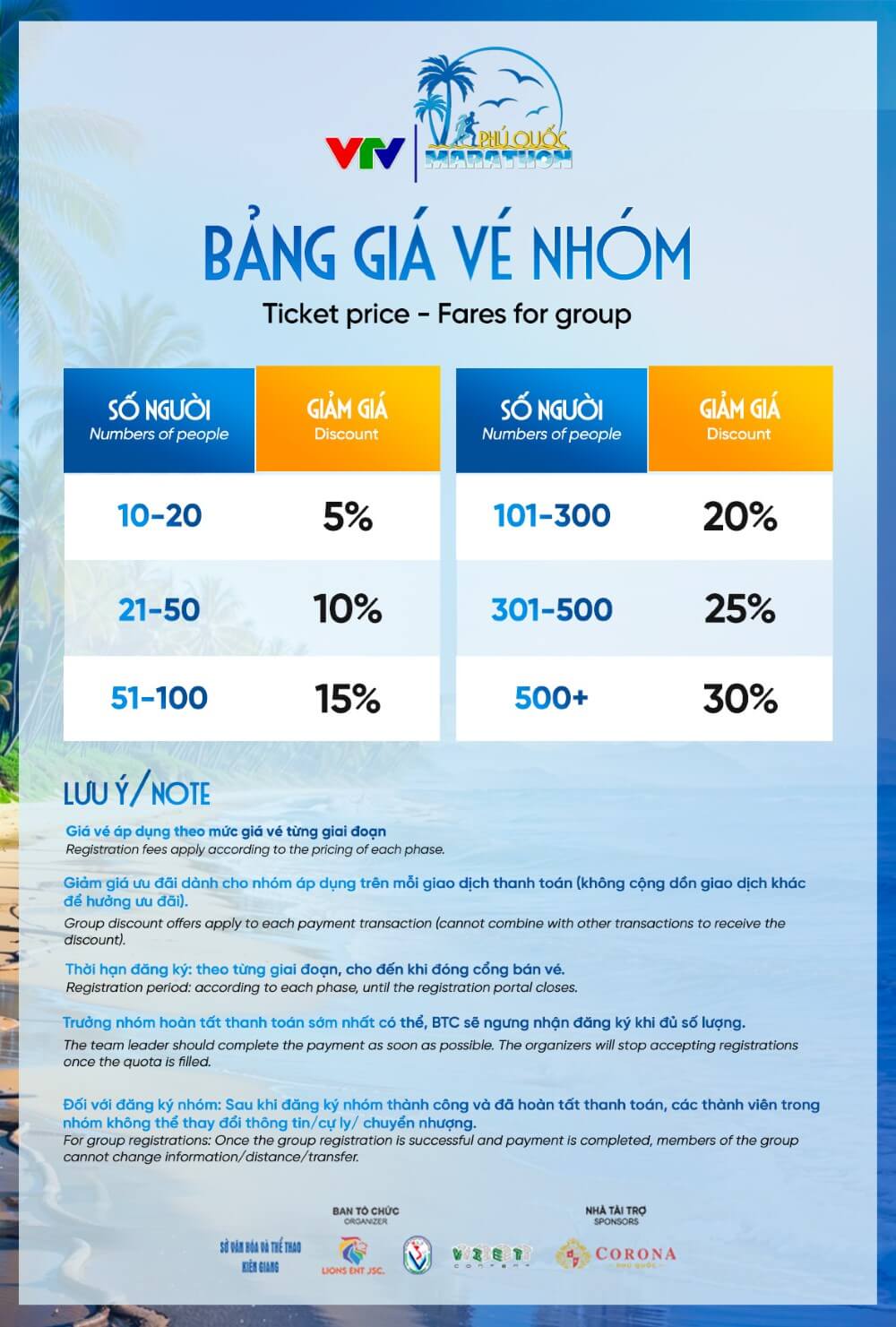 Bảng giá vé nhóm