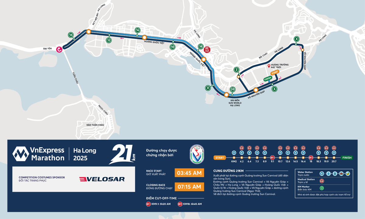 Bản đồ đường chạy 21km