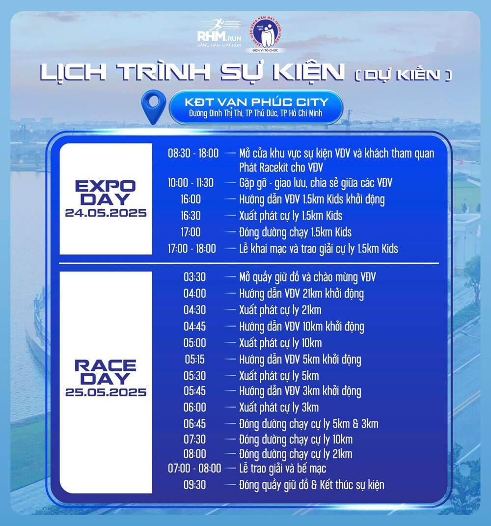 Lịch trình Răng hàm mặt 2025 - Bước chạy yêu thương