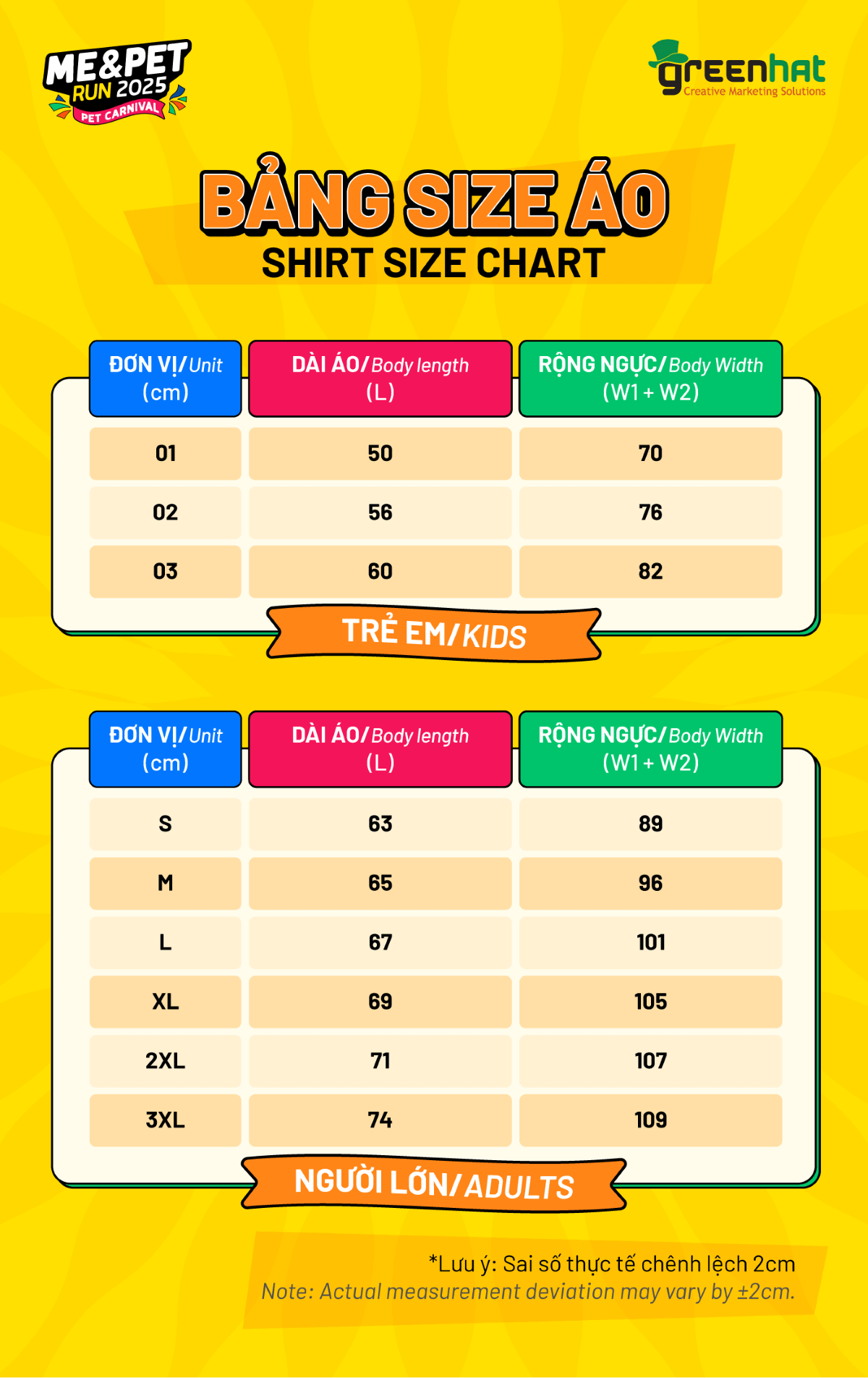 Bảng size áo