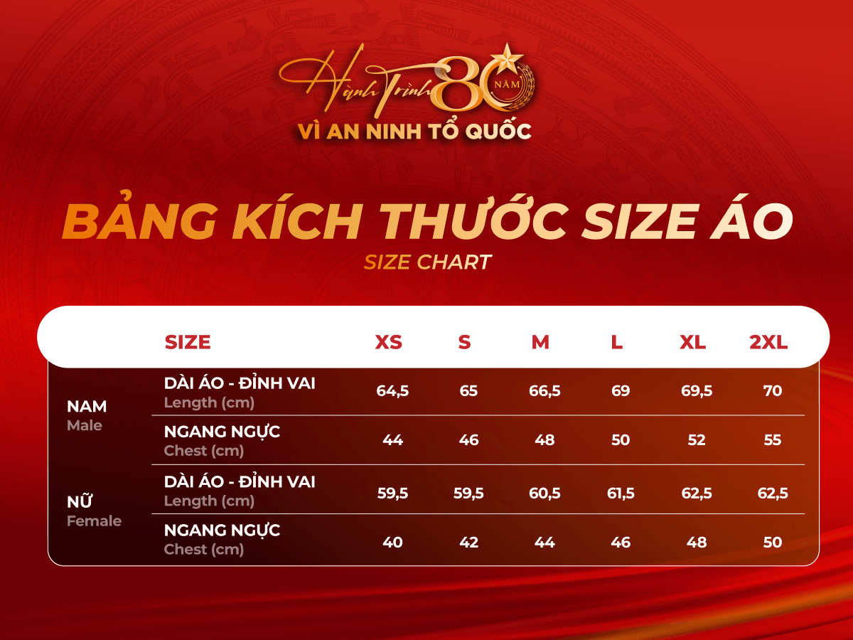 Bảng size áo