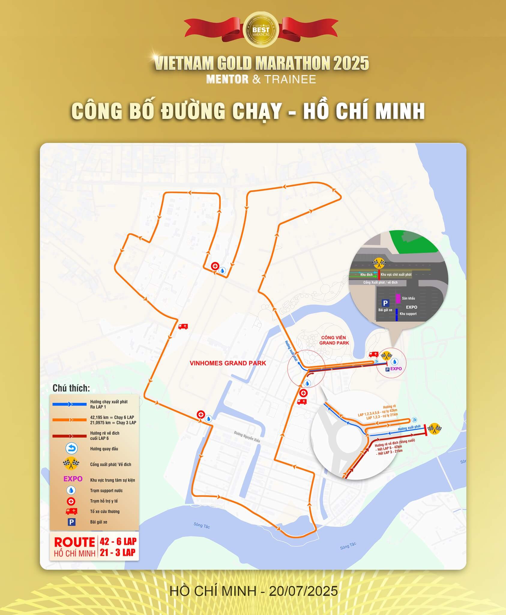 Bản đồ đường chạy Vietnam Gold Marathon 2025