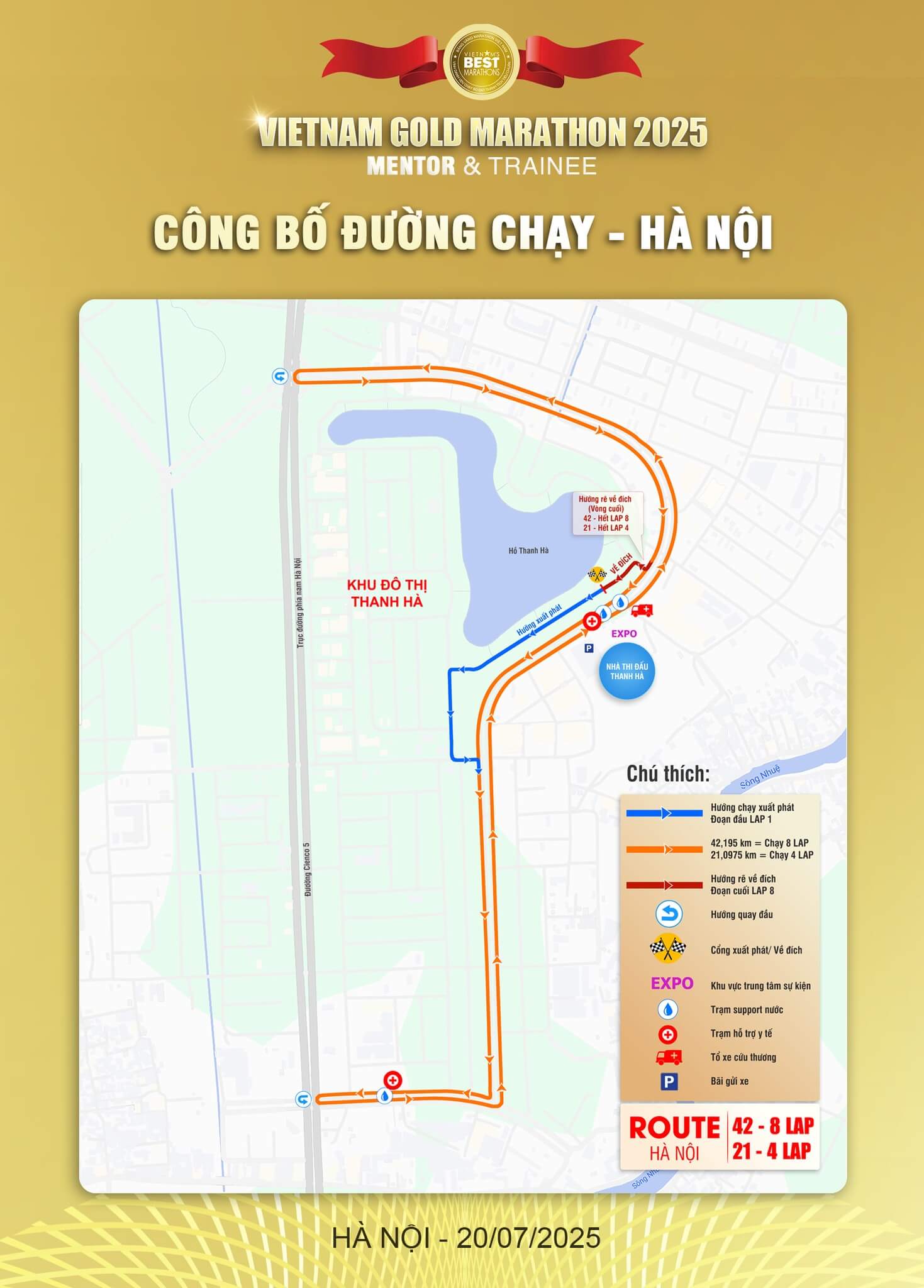 Bản đồ đường chạy Vietnam Gold Marathon 2025