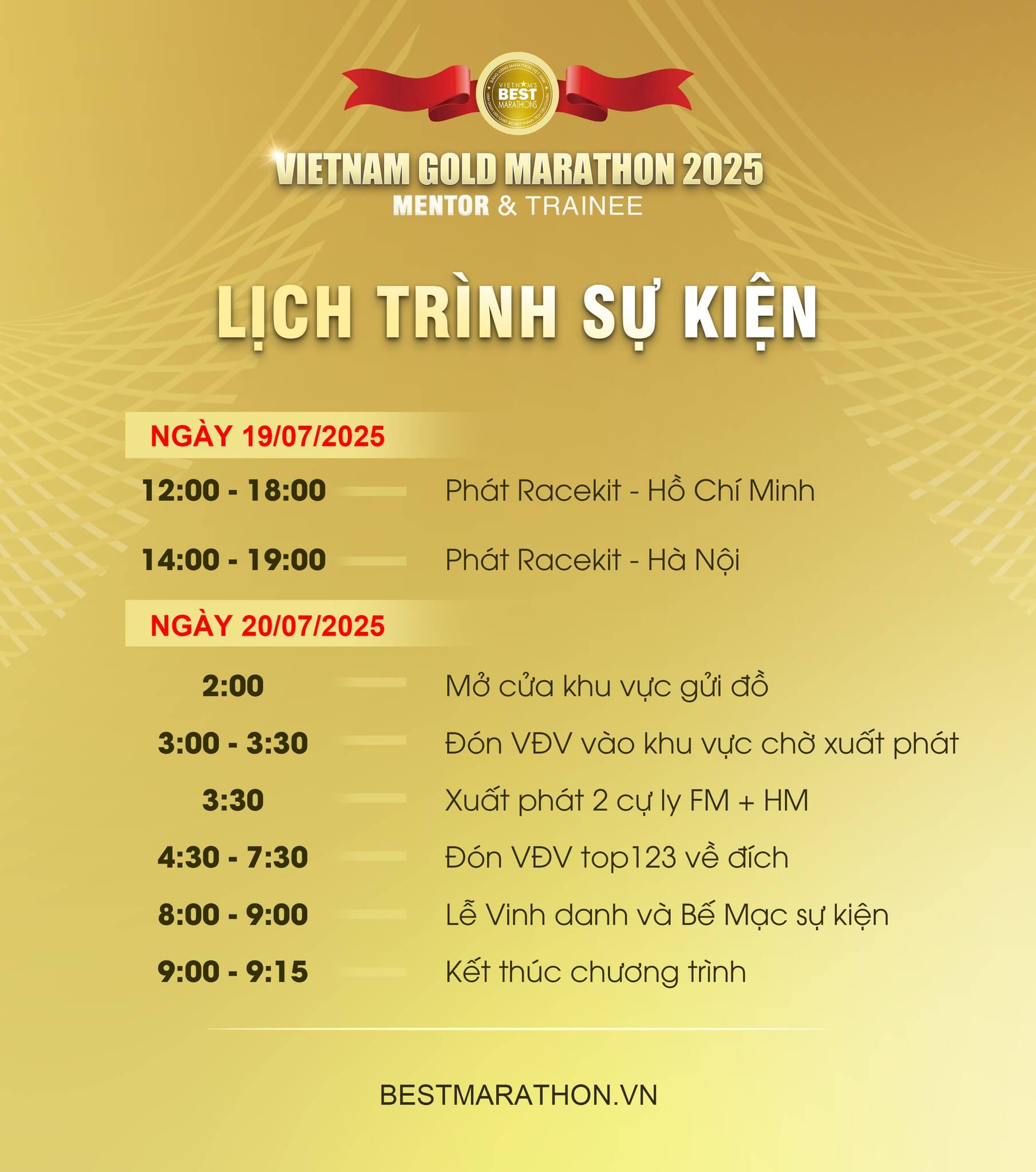 Lịch trình sự kiện Vietnam Gold Marathon 2025