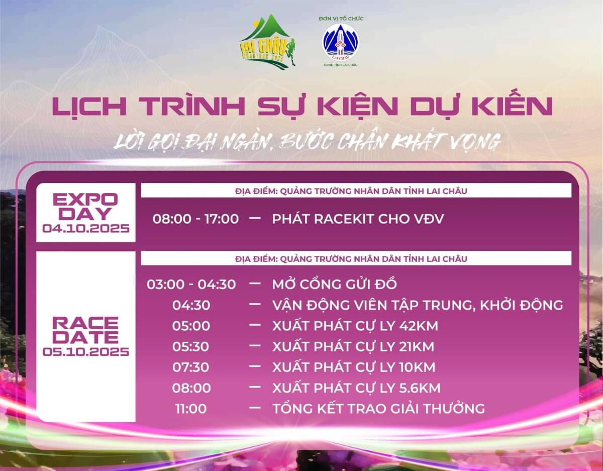 Lịch trình sự kiện