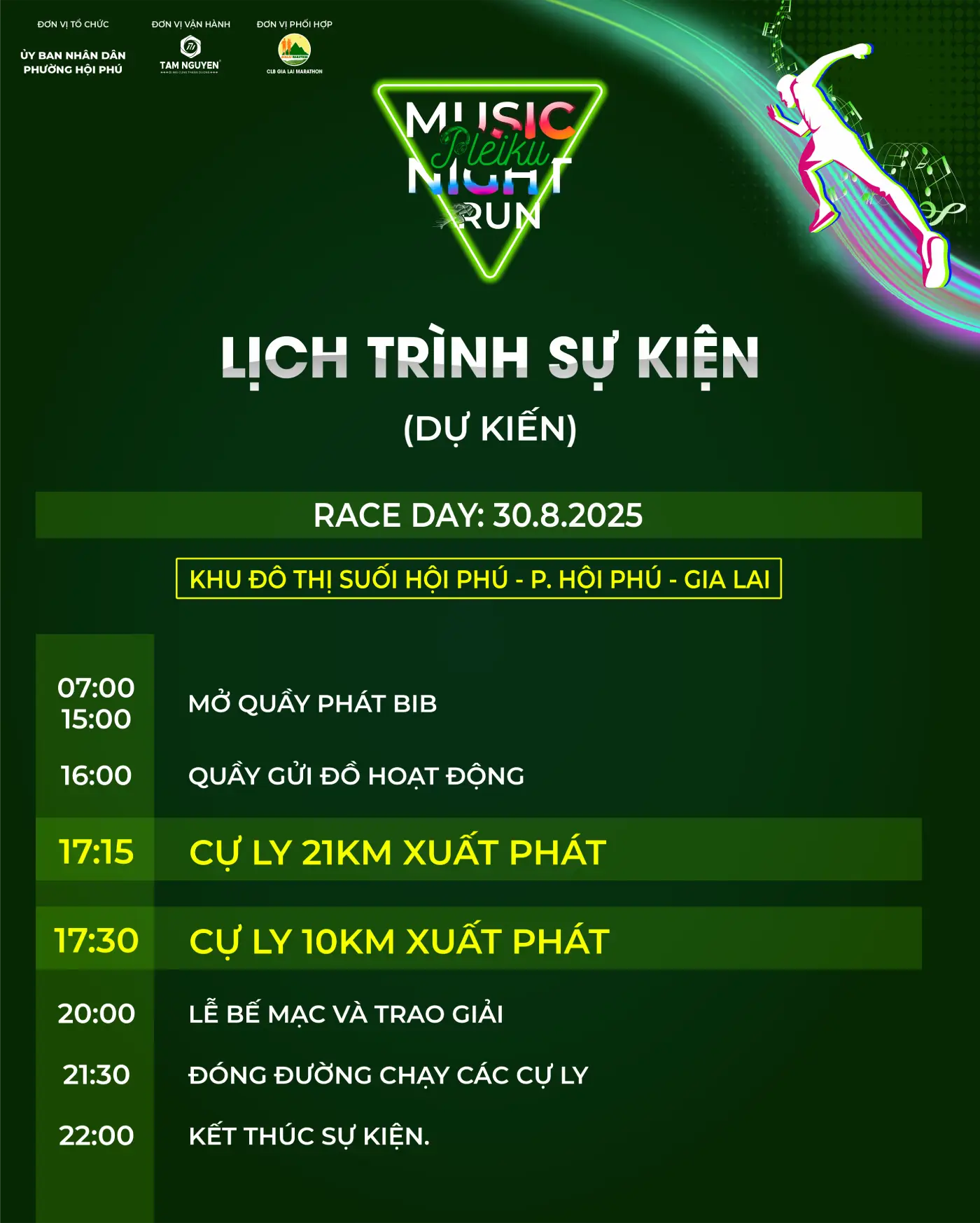 Lịc trình Pleiku Music Night Run 2025