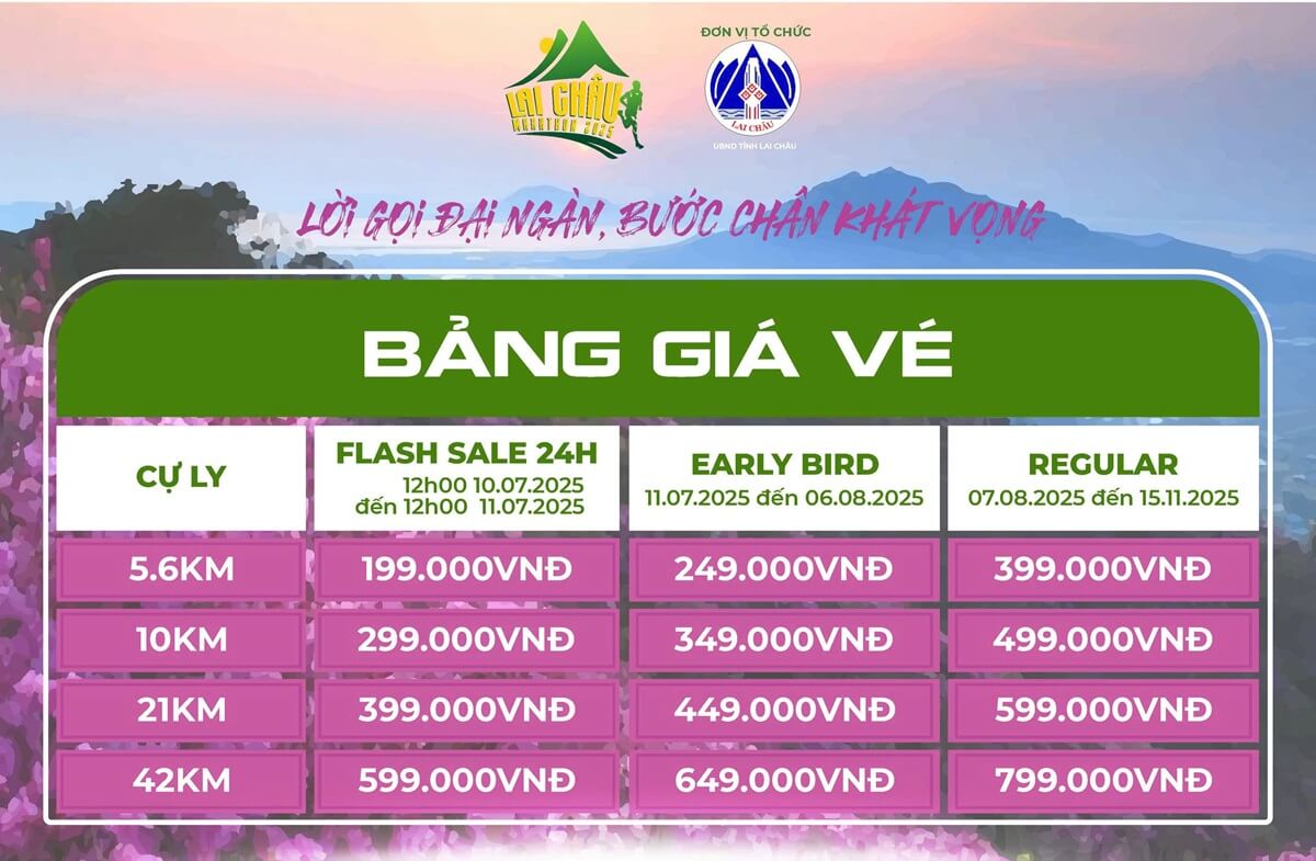 Bảng giá vé Lai Châu
