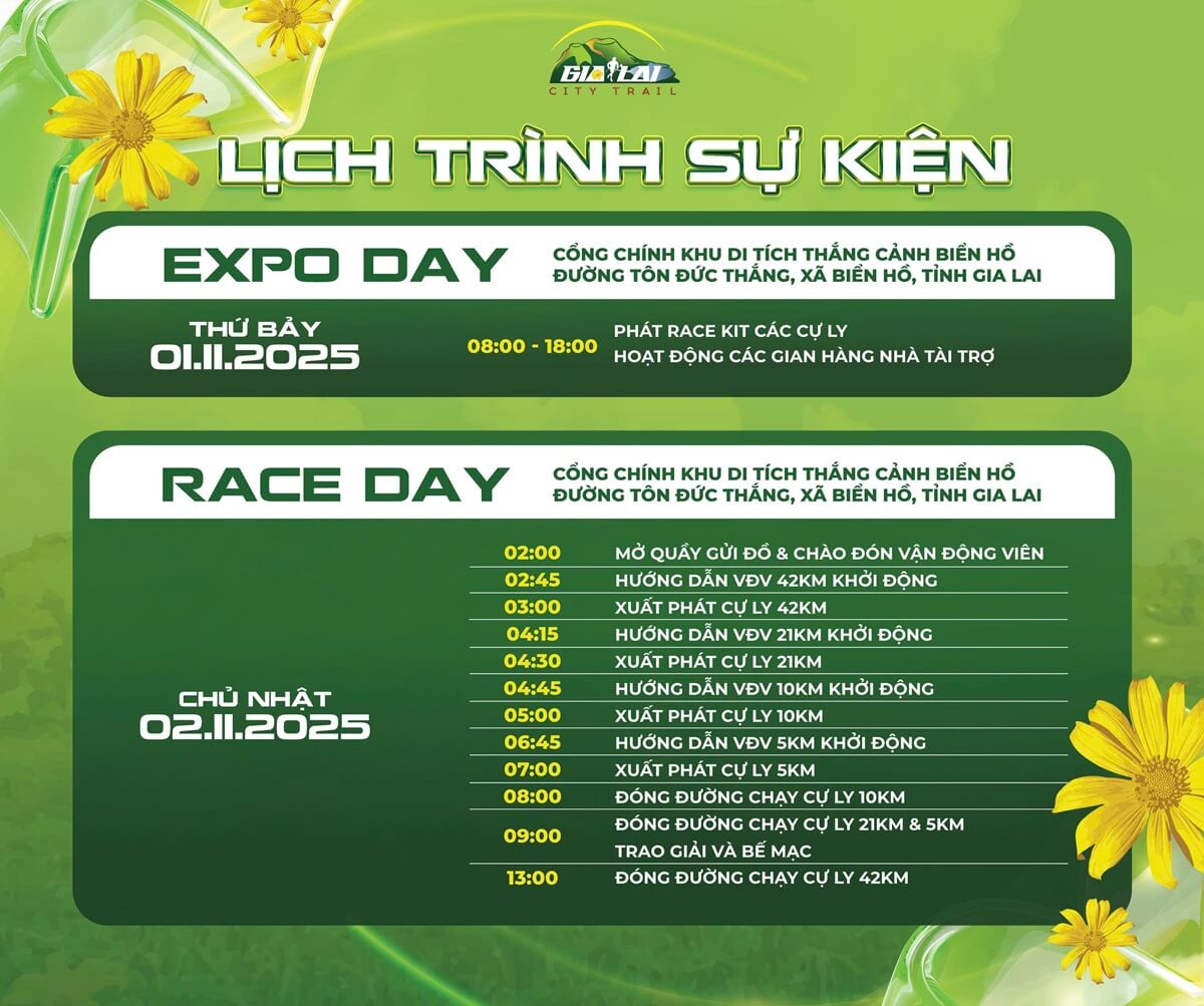 Lịch trình sự kiện